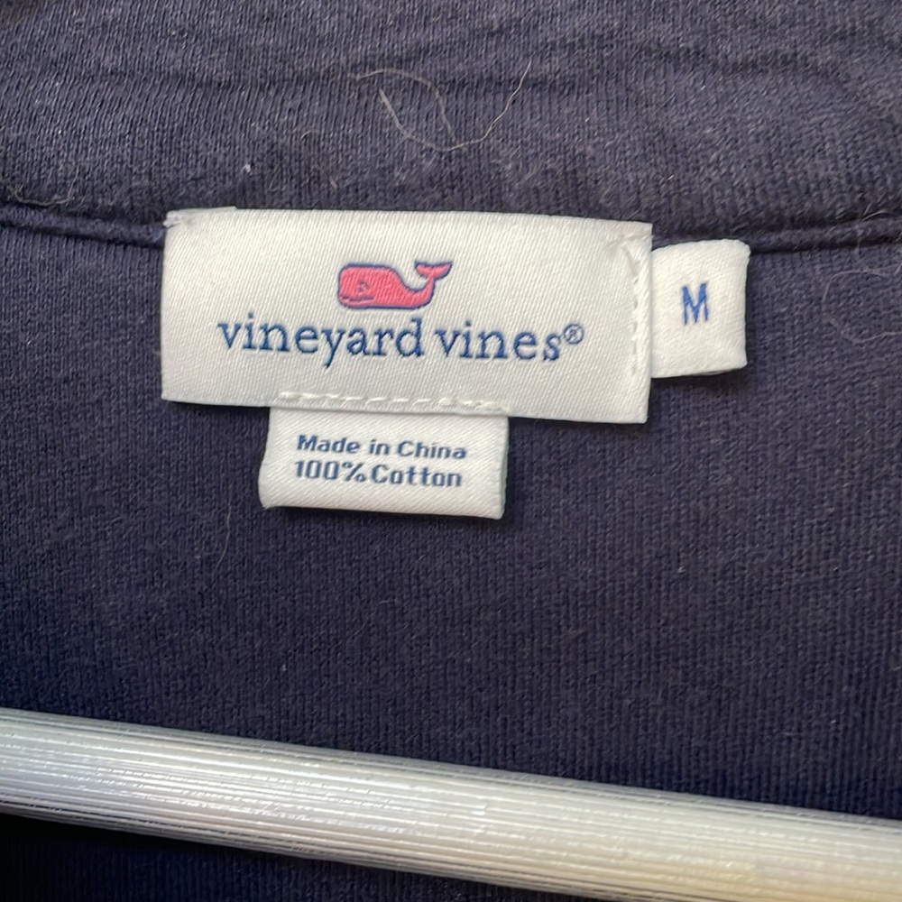 Vineyard Vines Pullover Shep Navy Blue w/ Madras Plaid 3/4 Zip Size M - Picture 3 of 6